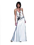Dynasty Juliets Satin Evening Dress Ivory and Black 8