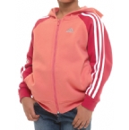 Adidas Girls 3 Stripe Zip Hoody Light Siren/Siren Red