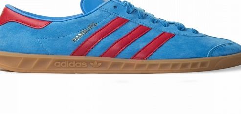 Adidas Hamburg Solar Blue/Red Suede Trainers