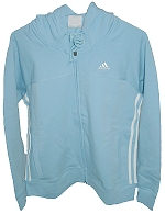 Adidas Ladies 3-Stripe Hooded Sweat Blue Size 10