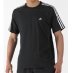 adidas Mens Essential 3 Stripe T-Shirt Black/White