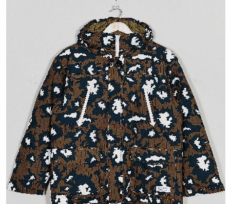 Blue Down All Over Print Parka