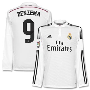 Real Madrid Home L/S Benzema 9 Shirt 2014 2015