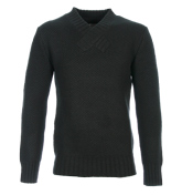 Adidas SLVR Black Chunky V-Neck Sweater