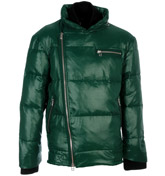 Down Biker Pine Green Hooded Jacket