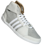 Hoops Mid Grey and White Leather and