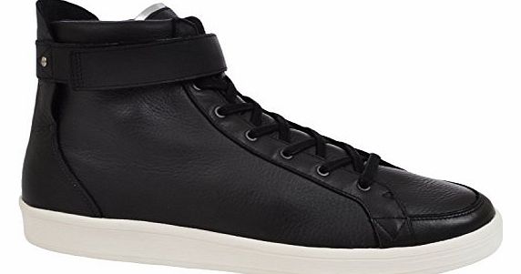 SLVR Mens Leather Cupsole High Top Trainers - Black - 9.5UK