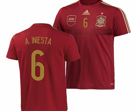 Adidas Spain Home Replica T-shirt with A.Iniesta 6