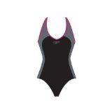 Speedo Winner Clipback Womens Swimming Costume (Black/Grey 40`)