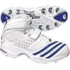 White/Cobolt/Metallic Silver.  Adidas Cricket bowling shoe with a quick drying Clima.  Cool upper fo