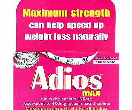 Adios Max Maximum Strength Weight Loss Tablets - 100 Tablets