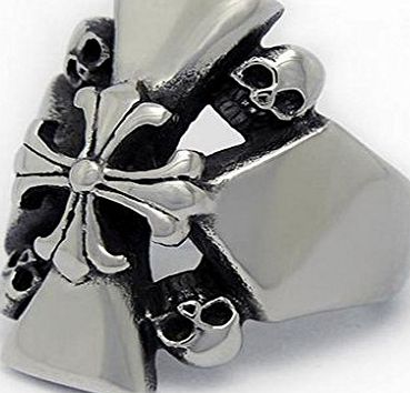 Adisaer Men Women Stainless Steel Finger Rings Retro Gothic Skulls Polished UK N 1/2 - Adisaer Jewelry