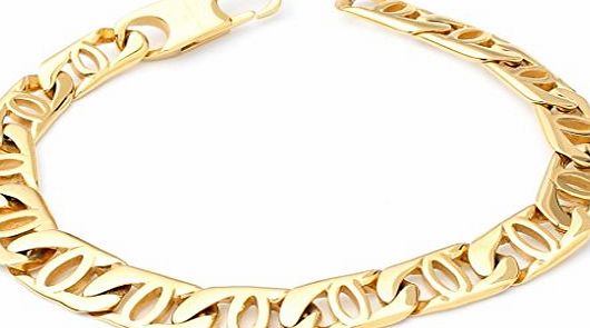 Adisaer Unisexs Titanium Stainless Steel Bracelet Cutout Lobster Claw Clasp Chain Length 21.5 CM Gold