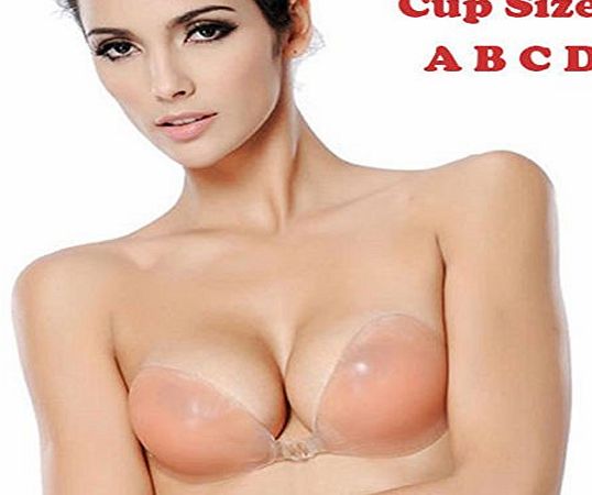 Admirefashion212 Women Invisible Magic Push Up Bra Self Adhesive Strapless Nude Backless Lift New size AB and CD (Natural, C)