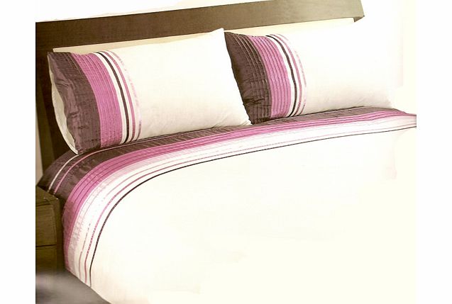 Adult Bedding Harmony Pleat Aubergine King Size Duvet Cover and 2 Pillowcases - Bedding