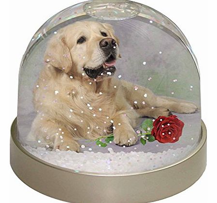 Advanta - Snow Globes Golden Retriever with Red Rose Snow Dome Globe Waterball Gift