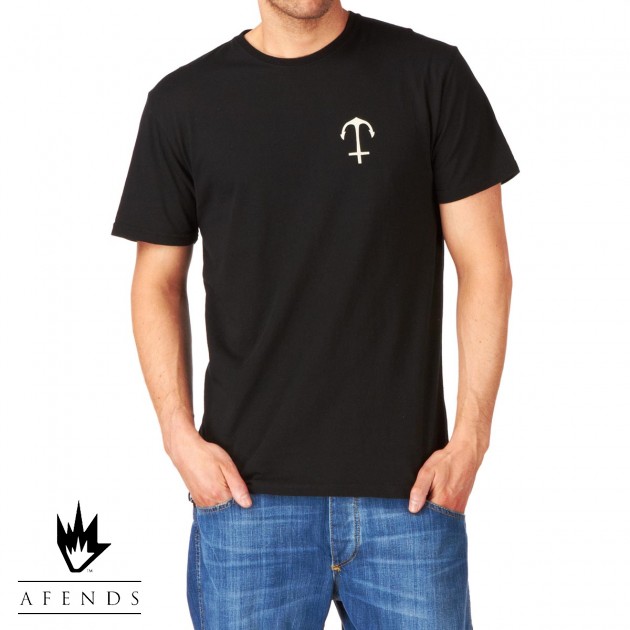 Mens Afends Anchors T-Shirt - Black