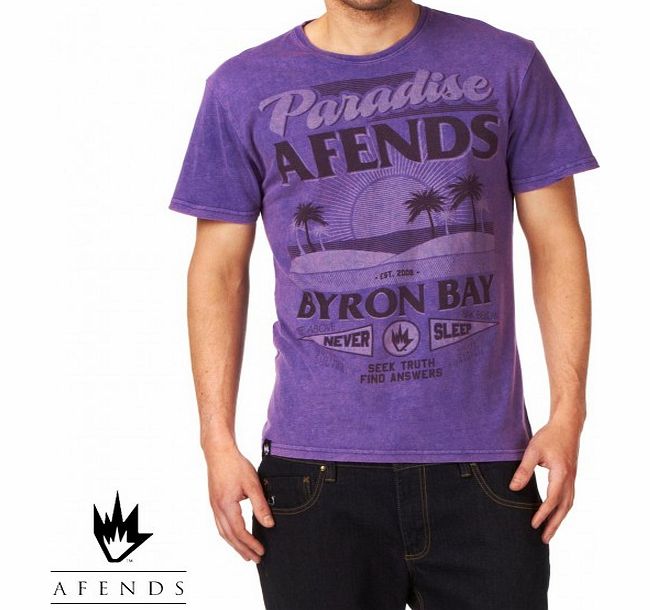 Mens Afends Paradise T-Shirt - Purple Acid Wash