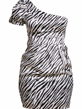 Africa one shoulder zebra print dress