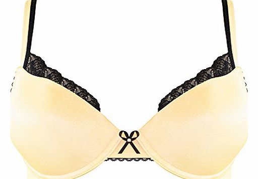 Luxury Satin Super Comfort Push Up Padded Bra (36B, Peach Black)