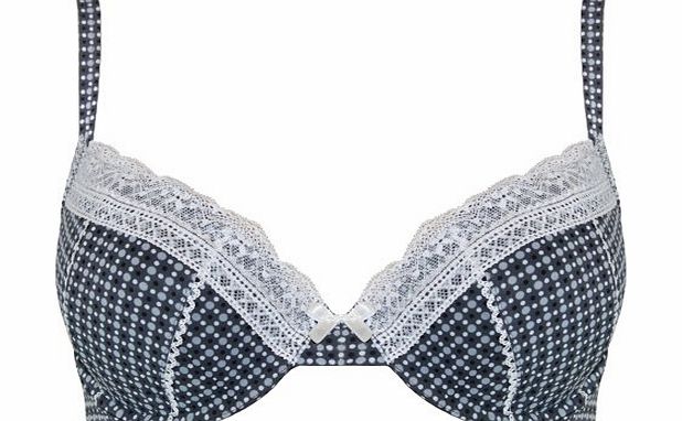 After Eden Luxury Super Comfort Polka Dot Padded Bra (38D, Grey/Cream)