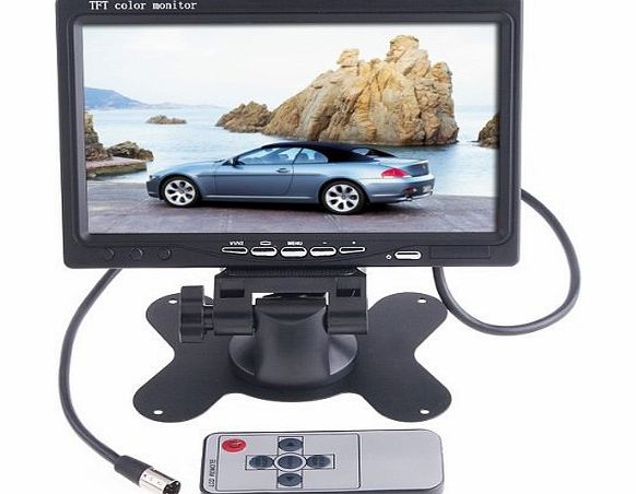  7-Inch TFT Color LCD Car Rear View Camera Monitor With Remote and Stand, Support Screen Rotating and 2 AV Inputs, Used with Car Rearview Cameras, Car DVD, STB, Satellite Receiver and other Vide