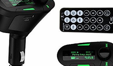 AFUNTA LCD Car Kit MP3 Player Wireless Remote FM Transmitter Modulator with USB / SD / MMC Slot LCD Remote - Green