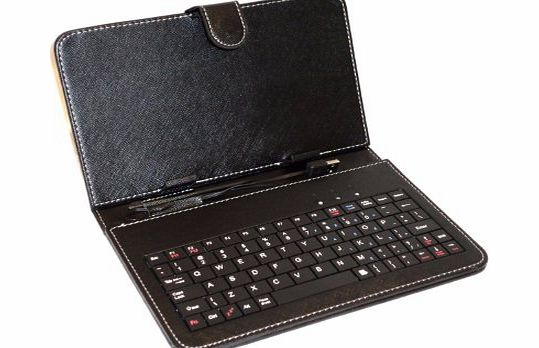 AFUNTA Leather Case Cover with USB Keyboard (QWERTY) for 7 inch Tablet PCs