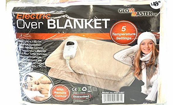 AGP1497_CREAM GLOWMASTER LUXURY FLEECE HEATED ELECTRIC OVERBLANKET BLANKET THROW CREAM BROWN