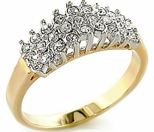 Ah! Jewellery Cluster Outstanding Quality Flawless Lab Diamonds Ring. Gold Electroplated. Very sparkly. 2.70g.