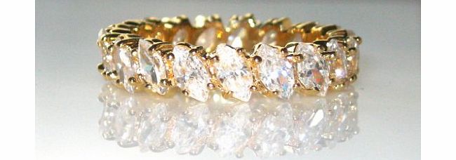 Ah! Jewellery Rings AH! JEWELLERY. 7.5ct ABSOLUTELY STUNNING AAA GRADE MARQUISE CUT ETERNITY RING. STONES ALL ROUND. 24K GOLD HEAVILY ELECTROPLATED.