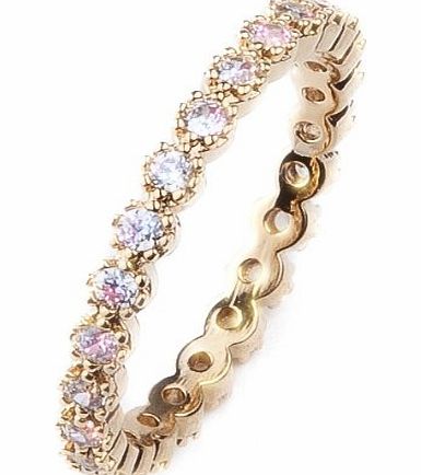 Fancy Fringed Edge Genuine Gold Filled 18K Brilliant Rounds Swarovski Crystal Ring. Outstanding Quality Full Eternity Band.�Life Time Guarantee. Never Tarnish. Stamped.