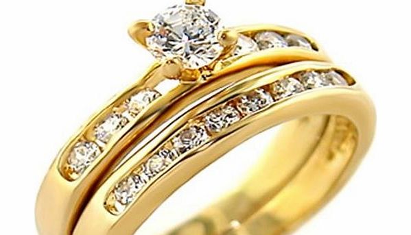 Ah! Jewellery rings sets Ah! Jewellery. 0.34ct Womens Channel Set Ring And Band With Finest Lab Diamonds. Outstanding quality set. 24k gold electroplated.