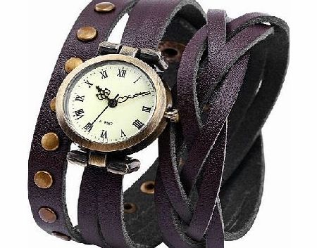 Ailisha Lady Women Wrap Around Bracelet Brown Long Leather Quartz Watch WAA341