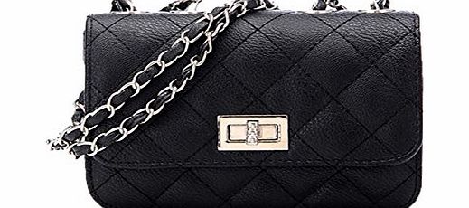 Aimerfeel  designer style quilted faux leather cross body handbag with long chain