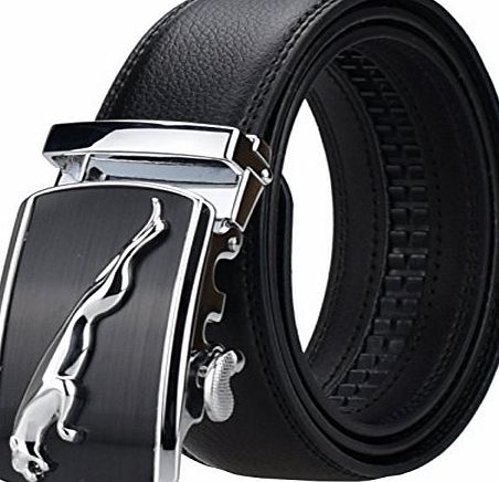 AINISI Belt Mens Black Ratchet Belts Fashion Business Casual Leather Belts(10,125)