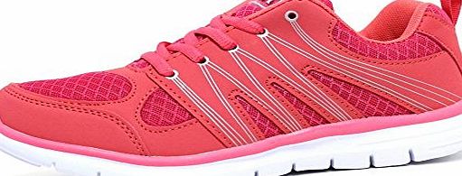 Airtech Ladies Running Trainers Air Tech Shock Absorbing Fitness Gym Sports Shoes (LADIES UK 5, Coral / White)