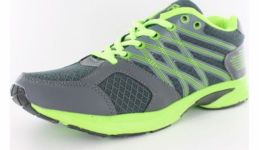 Airtech Mens Air Tech Trainers - Oslo - Grey/Neon Green- Size UK 7
