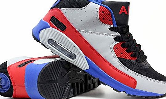 Airtech Mens Running Air Bubble Max 90 Trainers Airtech Fitness Sports Gym Walking Shoes Size 7 8 9 10 11 12 (11 UK, S1 Grey / Red /Blue)