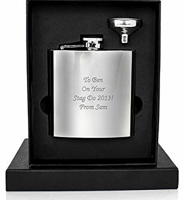 Personalised 6oz Hip Flask YOUR MESSAGE ENGRAVED FREE, Birthday, Wedding, Anniversary Gift