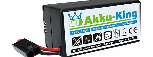Akku-King Li-Polymer Battery for Parrot AR.Drone 2.0 / AR.Drone Quadricoptre / Quadrocopter - 1500mAh