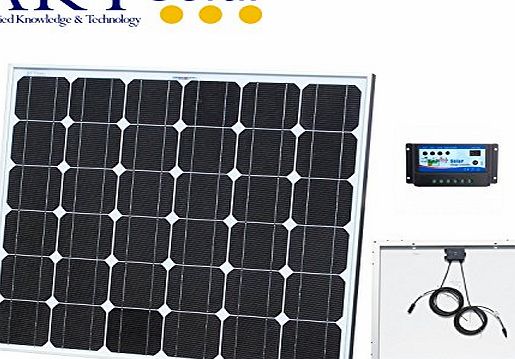 AKT Solar 100W AKT Solar Panel Kit with 10A charge controller and solar cables - Complete kit for a 12V system e.g. in a Caravan, Boat or Outhouse