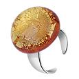 Akuamarina Silver Leaf and Murano Glass Round Open Ring