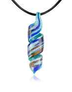 Akuamarina Swirl Twist Murano Glass Pendant Necklace