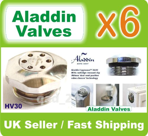 6 x Aladdin Valve Self Bleed Auto HV30 Chrome Radiator Automatic Chrome Autovent