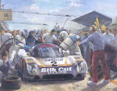 Alan Fearnley Last Pitstop before Victory Jaguar Print - Print Shipped in protective tube