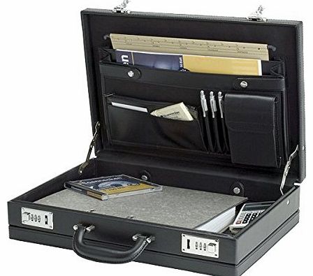 - 92300 PONTE - attache case briefcase with expandable fold, imitation leather, black
