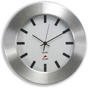 Alba Techtime Wall Clock Quartz with Plastic Lens and Brushed Aluminium Case Diameter 300mm Ref HORALU