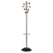 Alba Timby Hat and Coat Stand Tubular Steel with Umbrella Holder and 8 Pegs H1750mm Ref PMSAT WM