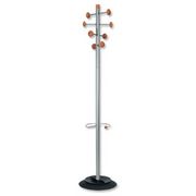 Timby Hat and Coat Stand Tubular Steel with Umbrella Holder and 8 Pegs H1750mm Ref PMSAT WM